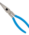 8 Inch Long Nose Pliers With Side Cutter And Knife And Anvil, Needle Nose Pliers With Crosshatch Jaw Forged From High Carbon Steel, Blue Grips