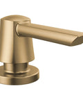 Monrovia Soap Dispenser in Lumicoat Champagne Bronze, 13-ounce refillable kitchen pump with top-fill above-deck design