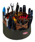 Canvas Organizer Parachute Bag With 19 Pockets For Nails Screws And Bolts Brown Heavy Duty Tool Pouch filled with tools