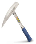 Rock Pick Hammer 22 Oz USA Made Geology Tool With Pointed Tip And Shock Reduction Grip showing full tool and blue handle