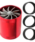 High Flow Air Intake Turbo Booster Kit With Double Sided Turbine For Cars, Plug And Play Power Saver, shown with adapters