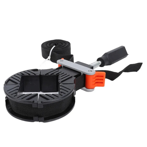 Quick Tension Adjustable Strap Clamp For Pro Level Woodworking And Swifter Picture Frame Assembly Featuring A Heavy Duty 32 Foot Nylon Webbing Strap With Slick Lever Action And No Fuss Rotation Handles