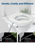 Non Electric Bidet Attachment For Toilet With Dual Nozzles, Posterior And Feminine Wash, Adjustable Water Pressure shown on toilet