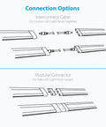 Six Inch Warm White Modular LED Under Cabinet Lighting Pro Kit With Twelve Panels connection options diagram