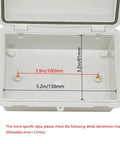 Interior view of Junction Box Outdoor IP65 Waterproof ABS Plastic Enclosure Hinged Cover With Mounting Plate and Wall Brackets Grey showing dimensions 450x350x200mm.