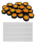 Thirty Piece Small RC Car Wheel Set With Rubber Tires And 2mm Metal Axles 21mm Diameter Wheels Seven And A Half Millimeters Wide