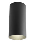 Super Cool And Sleek Modern Six Inch Cylinder Outdoor Ceiling Light One Light Flush Mount Perfect For Interior Or Exterior Porch And Home In Black Aluminum With Minimalist Sophisticated Style, close view