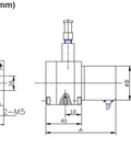 Diagram of installation dimensions for Budget Friendly 1000 mm Draw Wire Linear Encoder Sensor With AB Phase Output, 0-1000 mm Range, 5V.