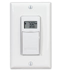 Front view of 7 Day In Wall Digital Timer Switch For Lights And Appliances With Astronomic Auto Adjust Sunrise Sunset Schedules Built Tough Heavy Duty White For Single Pole Or 3 Way Installations