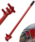 Heavy Duty Manual Rebar Bender For 5/8 Inch Steel Rod with red handle and anchor point for secure workbench mounting.