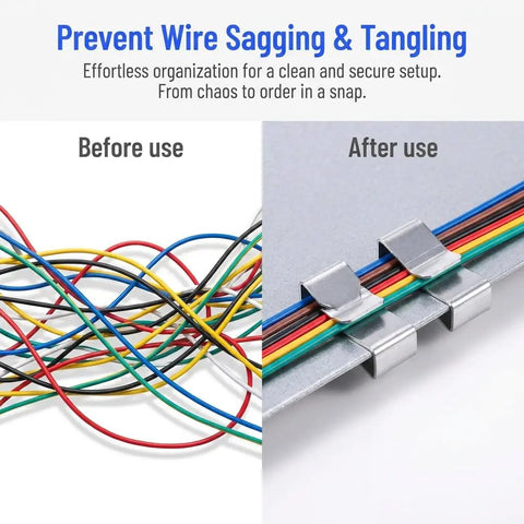 Comparison of wiring organization with Heavy Duty Trailer Wire Clamps 25 Pack Stainless Steel Cable Management Brackets.