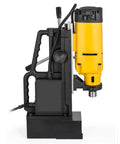 Heavy Duty Portable Magnetic Drill Press For Steel Plate Hole Cutting And Core Drilling side view with strong base and electric motor.