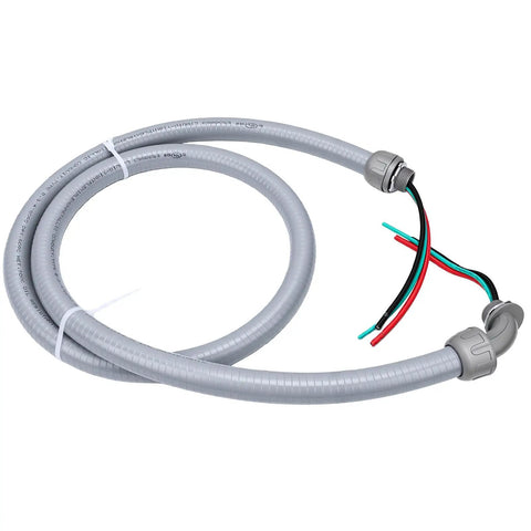 Pre Wired AC Whip Kit With Three Quarter Inch Flexible Liquid Tight Conduit Six Feet Long 8 AWG Copper Wire Three Conductor with connectors