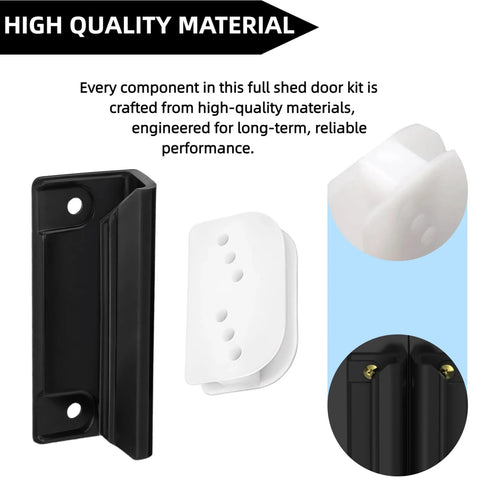 High-quality materials in DK100 A Shed Door Full Kit Door Tune Up Kit Replacements Parts For Sliding Shed Doors Hardware Kit With Black Handle
