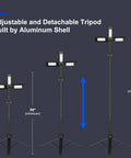 Go To Rechargeable LED Work Light With Stand And Detachable Tripod, adjustable aluminum 67 inch portable spotlight.