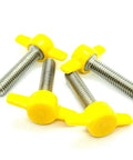 Three Eighths Inch Thumb Screw T Bolts With Yellow Tee Wing Plastic Clamping Knob And 304 Stainless Steel Rust Proof Coarse Thread For Indoor Outdoor Four Pack One Inch