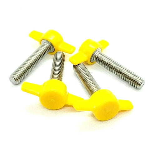 Three Eighths Inch Thumb Screw T Bolts With Yellow Tee Wing Plastic Clamping Knob And 304 Stainless Steel Rust Proof Coarse Thread For Indoor Outdoor Four Pack One Inch