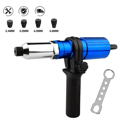 Cordless Drill Rivet Attachment With Quick Change Head Pro Grade Nut Tool Adapter For Fast Home Repairs And On Site DIY Projects Durable Metal Construction For Smooth Precise Riveting, 2.4-4.8mm heads