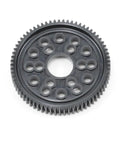 69 Tooth Spur Gear 48 Pitch For Nitro RC TC3 Beefy Black Plastic, showing the precise 69T 48P gear design and holes for installation.