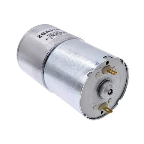 Heavy Duty DC Gearmotor Designed With High Torque Output In 12V Or 24V Specs, silver metal, for robotic applications.