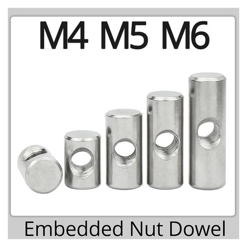 Assorted Furniture Barrel Nuts And Slotted Cross Dowels Kit Must Have With Silver Thumb Screws 5 Pcs in various sizes M4 M5 M6