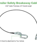 Beefed Up Trailer Brake Hydraulic Surge Actuator Breakaway Cable Assembly with S Hook for DA10 DA16 DA20 DA91