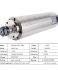 Badass 2200W Er20 Water Cooled Spindle Motor For Cnc Milling And Drilling showing a shiny metal design with ER20 chuck and cooling system.