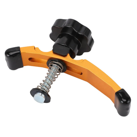 Heavy Duty Aluminum T Track Hold Down Clamps For CNC Router with black knob and orange body for grip and control.