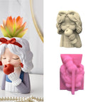 Girl Flower Pot Mold Silicone Planter And Candle Holder For Concrete And Epoxy Resin Craft No Fuss Succulent Planter Cement Mold