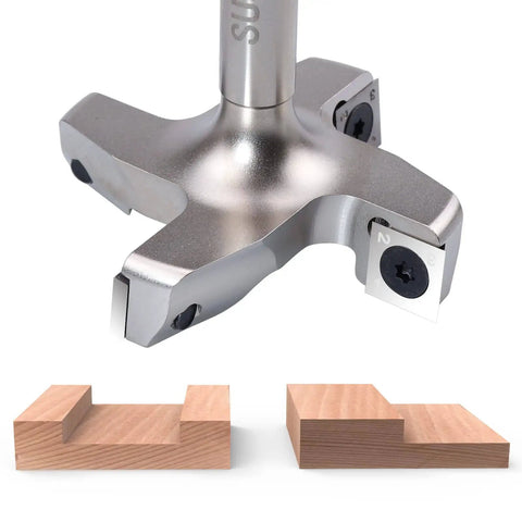 Pro Series Four Wing CNC Spoilboard Surfacing Router Bit Three Inch Cutting Diameter With One Half Inch Shank For Woodworking Milling Carbide Tipped Replaceable Blade Flat Slab Surface Tool