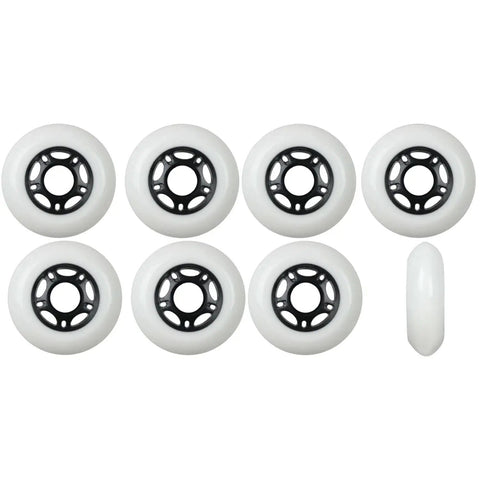 Beefy 8 Pack Inline Skate Wheels 80mm 89A Replacement Outdoor White For Rollerblade Hockey Durable Easy Install Long Lasting