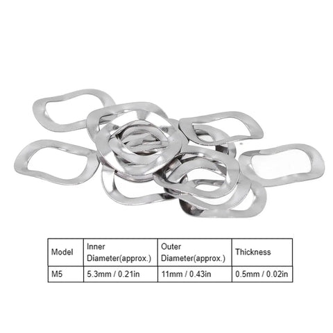Crinkle Wavey Washers Set 100Pcs Stainless Steel A2 Marine Grade Gasket Washers For Bolts And Screws M5 DIN137 Built Tough And Corrosion Resistant Marine Hardware Solution M5 5.3mm x 11mm washers