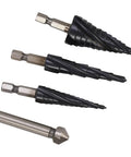 Get This Pro Step Drill Bit Set With 5 Flute M35 Cobalt Twist Bits For Metal And Wood That Makes Burry Smooth Holes In Stainless Steel Aluminum Copper Fast Without Changing Tools, three bits and countersink