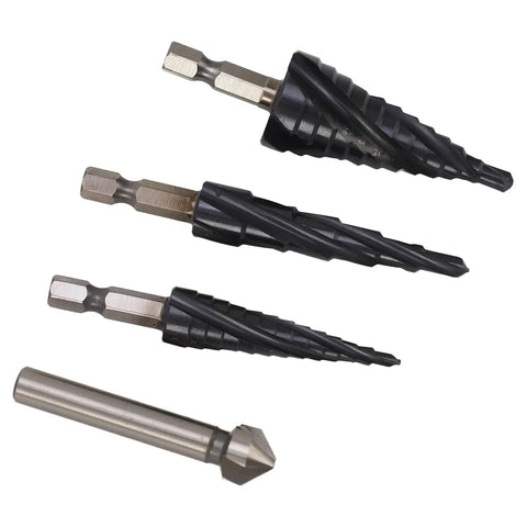 Get This Pro Step Drill Bit Set With 5 Flute M35 Cobalt Twist Bits For Metal And Wood That Makes Burry Smooth Holes In Stainless Steel Aluminum Copper Fast Without Changing Tools, three bits and countersink