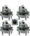 Four Piece Wheel Hub And Bearing Kit Assembly For Front And Rear Left And Right Wheels With Beefed Up Ball Bearings Easy Install Durable Fitment