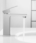 Chrome Single Hole Bathroom Sink Faucet With One Handle, Solid Brass Construction, Lead Free And cUPC NSF Certified, side view