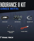 Endurance II Digital Gauge Speedometer Kit With Backlight For Yamaha ATVs And Quads That Tracks Current Speed Avg Speed Max Speed Two Trip Odometers Riding Time Stopwatch Total Ride Time Fits TW200 Banshee Blaster Grizzly 450 550 700 Kodiak 450 head unit, bar mount, sensor, wire