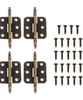 Rotating Concealed Hinge Set For Vintage Wood Boxes And Cabinets Antique Bronze Finish 4 Pieces 6 Holes 70x35mm Hardware