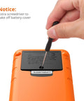 High Accuracy LCR Meter Digital Multimeter For Capacitance Resistance And Inductance back view with screwdriver unscrewing battery cover