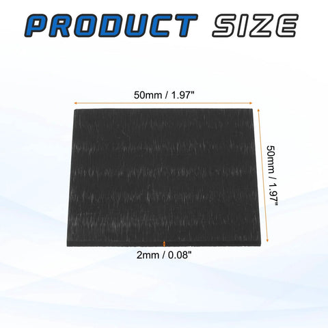 Rectangle Graphite Block Set 50x50x2mm High Purity Graphite Electrode Plates, size dimensions labeled, for Melting Metal, Casting, Electrolysis