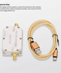 Wideband LNA Amplifier 10MHz To 6GHz With 30dB Gain And Low Noise For Radio Gear, DC 5V, SMA Female Connector shown with cable