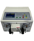 Top-Tier Automatic Wire Stripper With Advanced Touch Screen Interface for precise cable peeling and cutting, white metal frame.