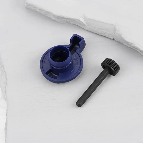 Blue lockout lever kit for SR Suntour XCT and XCM forks, shown with components on a white background.