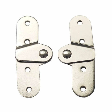 Two silver Folding Hinge For Iron Tables And Doors, Reliable Heavy Duty Compact Support, Hardware Replacement on white background