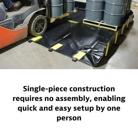 Rigid Lock Quick Berm Drive Over Oil Spill Containment Berm 4 Foot By 6 Foot By 12 Inch With 175 Gallon Capacity PVC Coated Fabric Made In USA Black Heavy Duty
