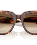 Doreen Square Sunglasses In Light Havana On Transparent Frame With Clear Gradient Brown Lenses 49 Millimeter Size Medium Fit UV Protection