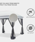 10x12 Gazebo Replacement Mosquito Netting With Four Panel Zippered Sidewalls Built To Fit Most 10x12 Gazebos Gray Outdoor