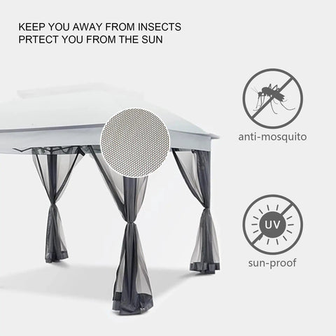 10x12 Gazebo Replacement Mosquito Netting With Four Panel Zippered Sidewalls Built To Fit Most 10x12 Gazebos Gray Outdoor