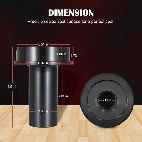 Rock Solid Wheel Knuckle Vacuum Oil Seal Installer Tool dimensions shown, precision sizing for Ford F-250 F-350 axle seals.