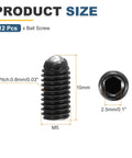 M5x10mm Carbon Steel Black Hex Socket Ball Point Spring Plunger Set Screws For Furniture And Workshop Projects Delivers Bombproof Grip And Hella Secure Performance, showing dimensions and design.